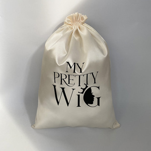 Custom Logo wig bag making Silk Bag For Wigs Hair Packaging Satin Drawstring Dust Bags