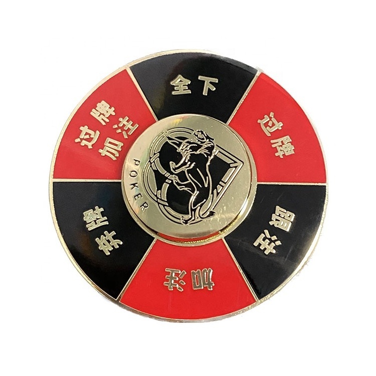 New Arrival Gifts Gold Metal Spin Casino Poker Chips Custom Enamel Logo Souvenir Rotate Metal Poker Chips