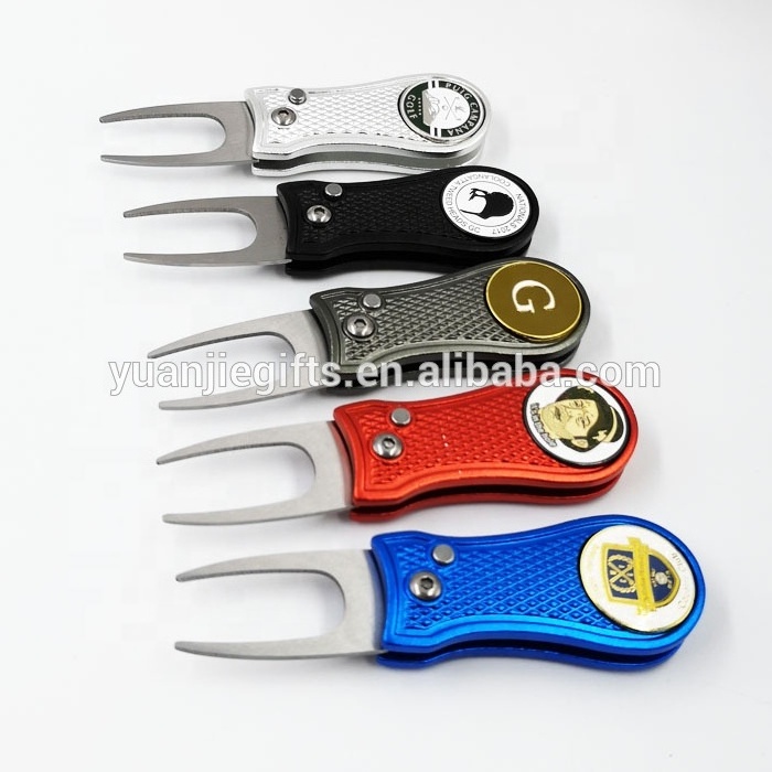 Wholesale custom golf accessories blank metal bulk personalized golf divot tools with magnet golf ball marker