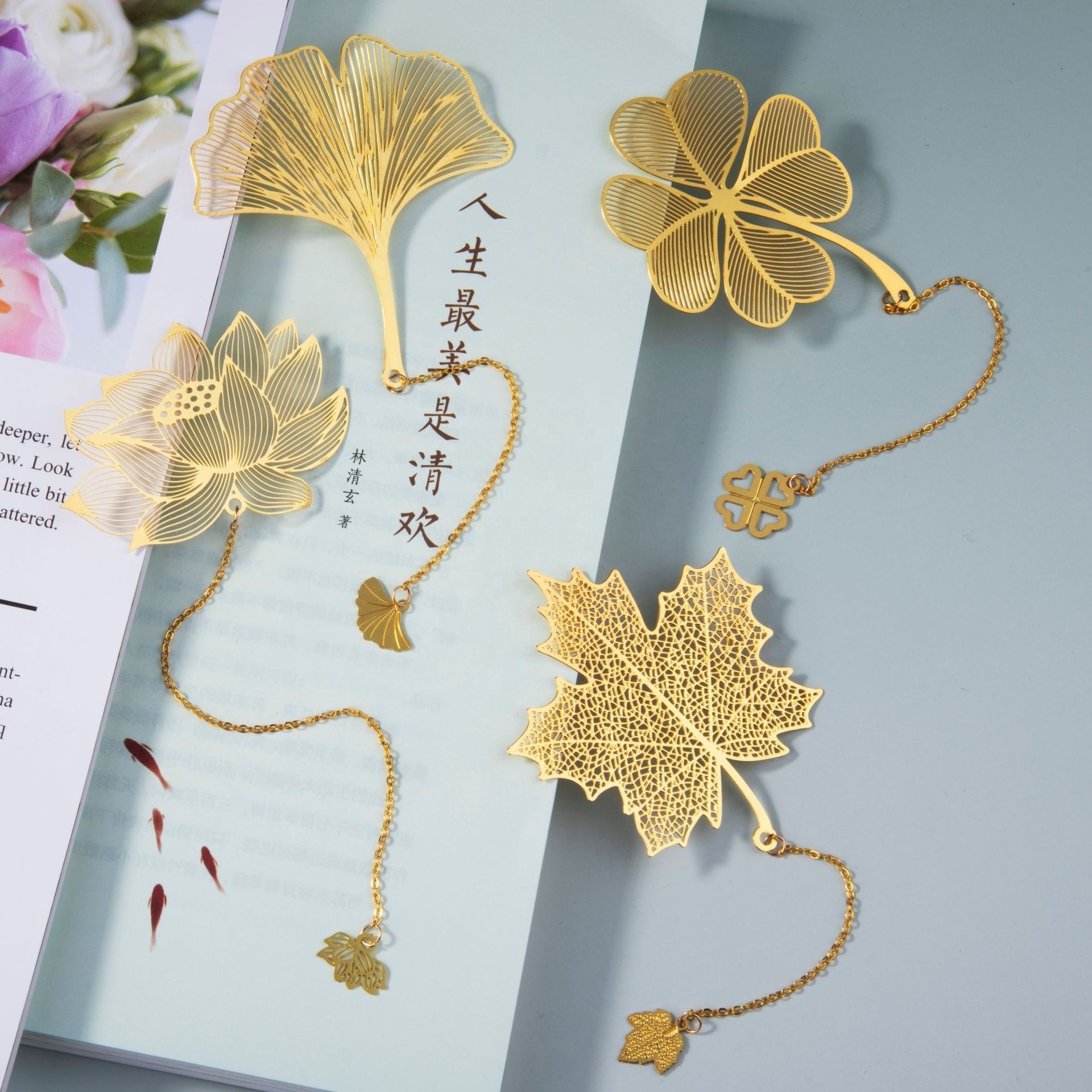 Wholesale Custom Bookmark Metal Leaf Shape Bookmark Brass Bookmark For Kid