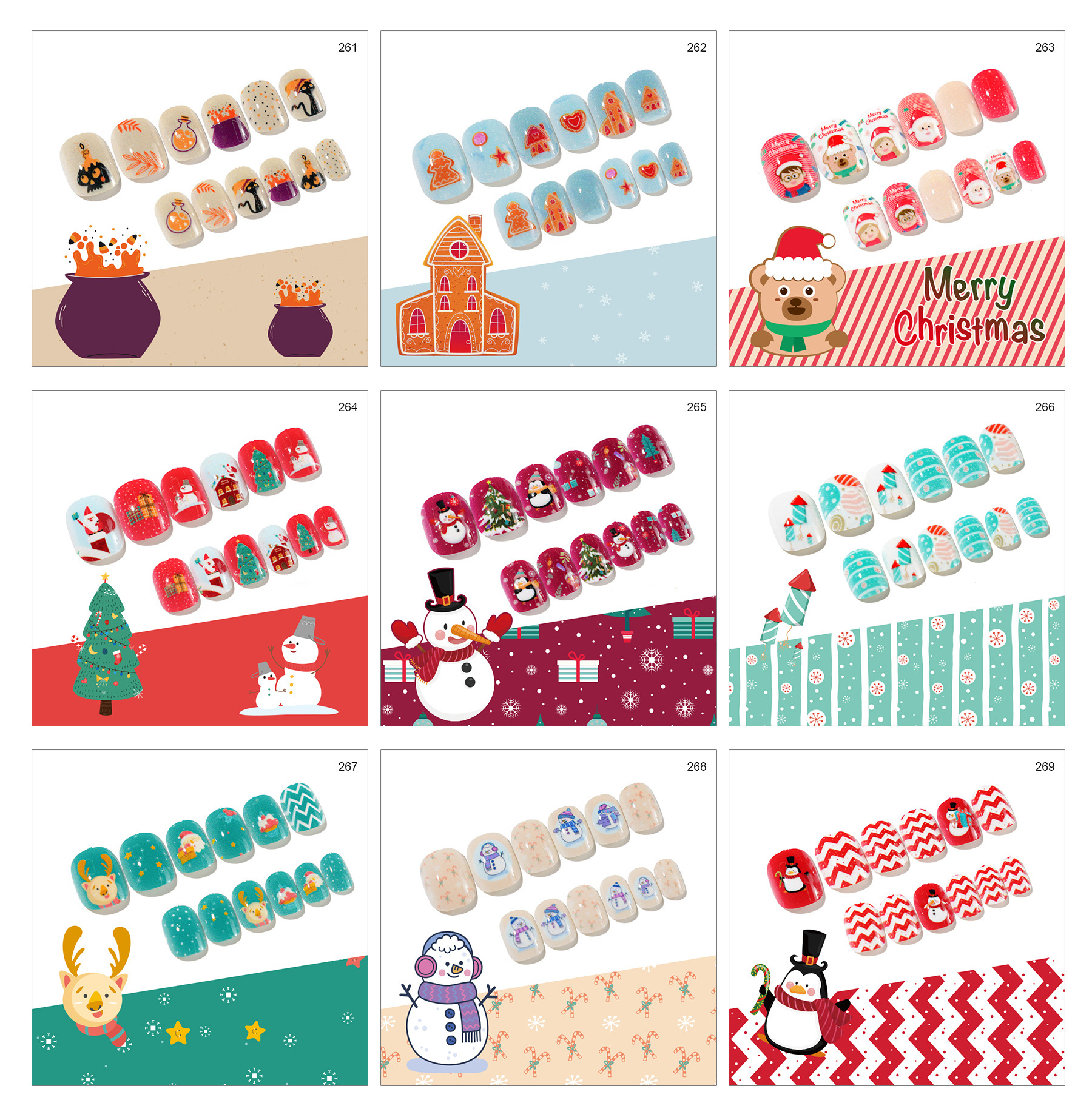 Children Mini False Nails Short Fake Nails with Designs Pre Glue Stick on Full Cover Kids Press on Nails