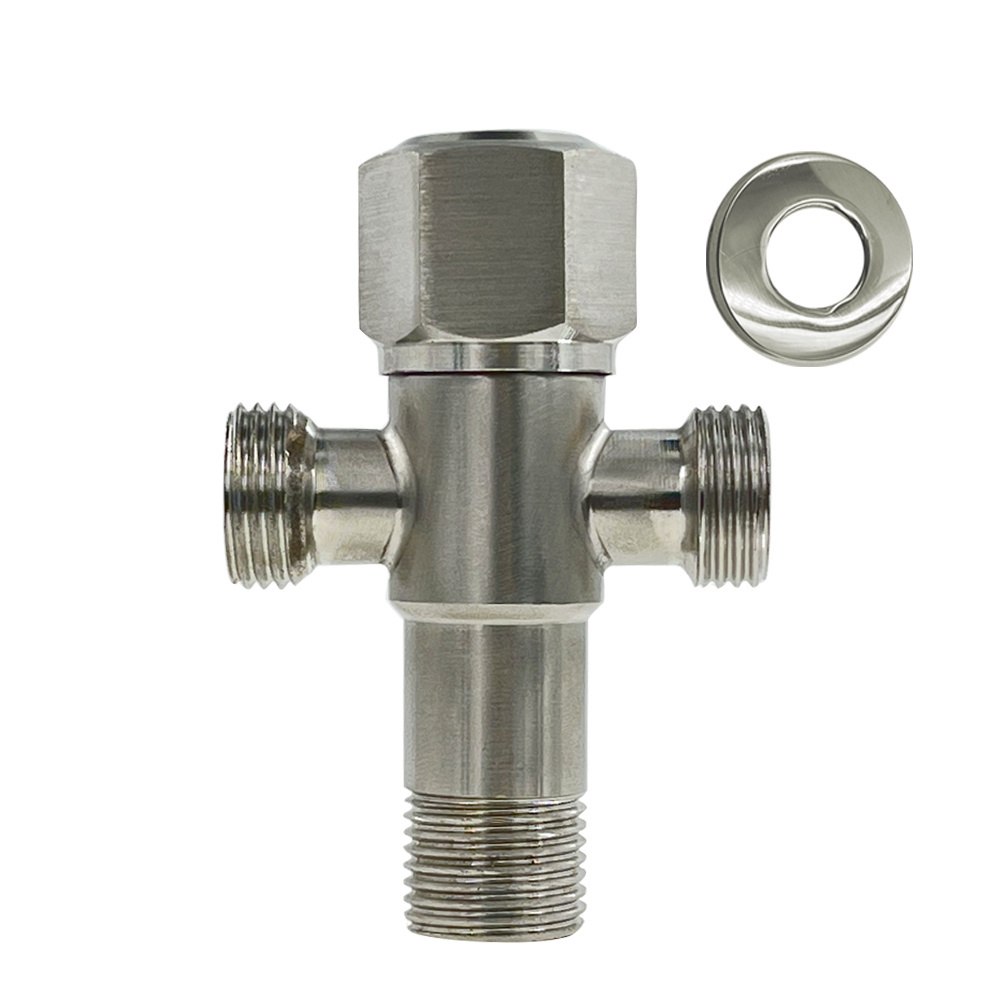 201 Stainless Steel Double Angle Valve One in and Two Out Antique Angle Valve Double Two Stop