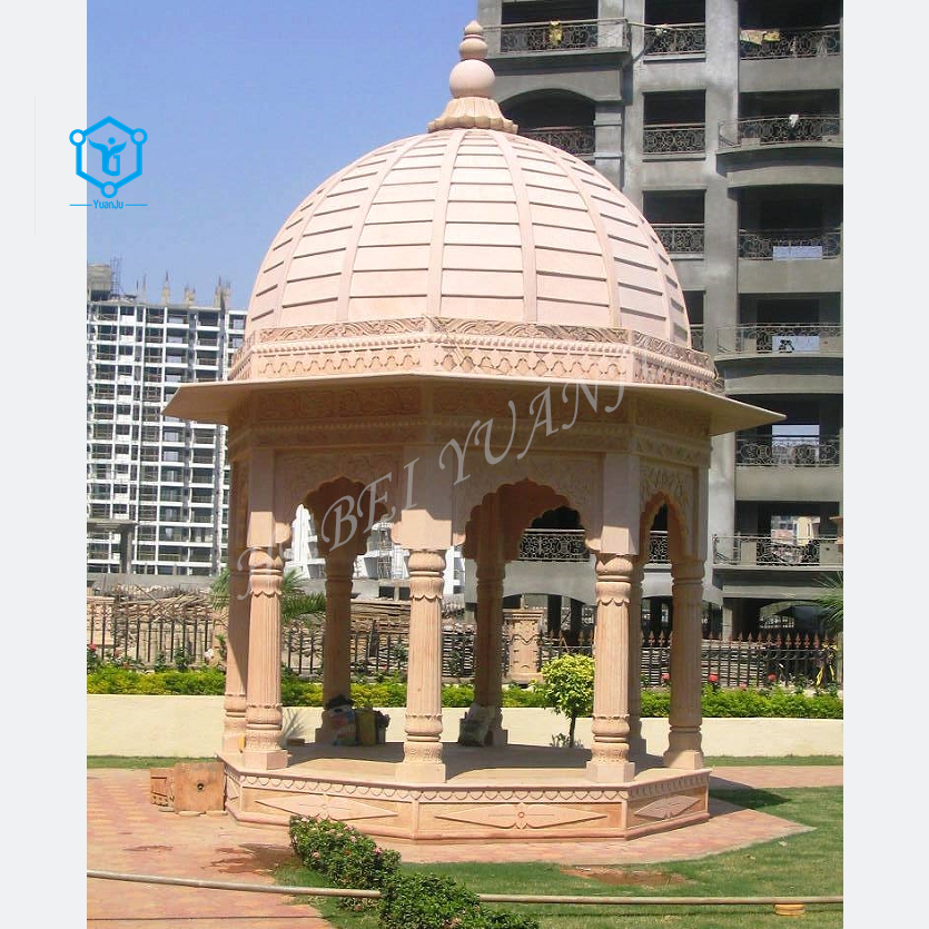 YUANJU Popular gorgeous stone pavilion hand carved marble gazebo pergola outdoor marble column gazebo