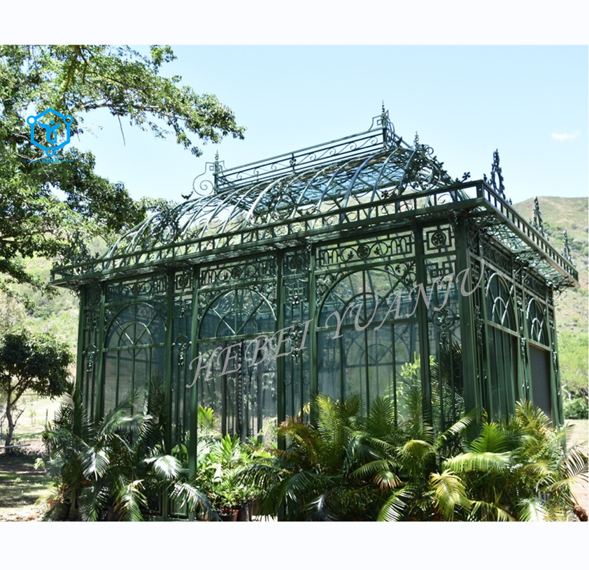 YUANJU cast iron pavilion garden low cost greenhouse for flowers plant agriculture