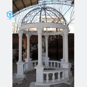 YUANJU White Marble Round Outdoor Gazebo With Metal Roof