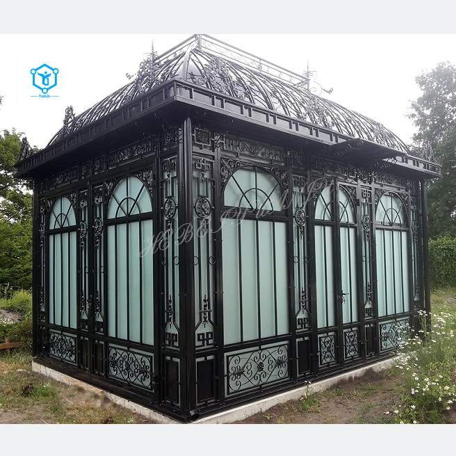 YUANJU Garden Steel Victorian Prefabricated Conservatory Glass Gazebo