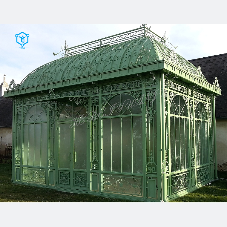 YUANJU Garden Steel Victorian Prefabricated Conservatory Glass Gazebo