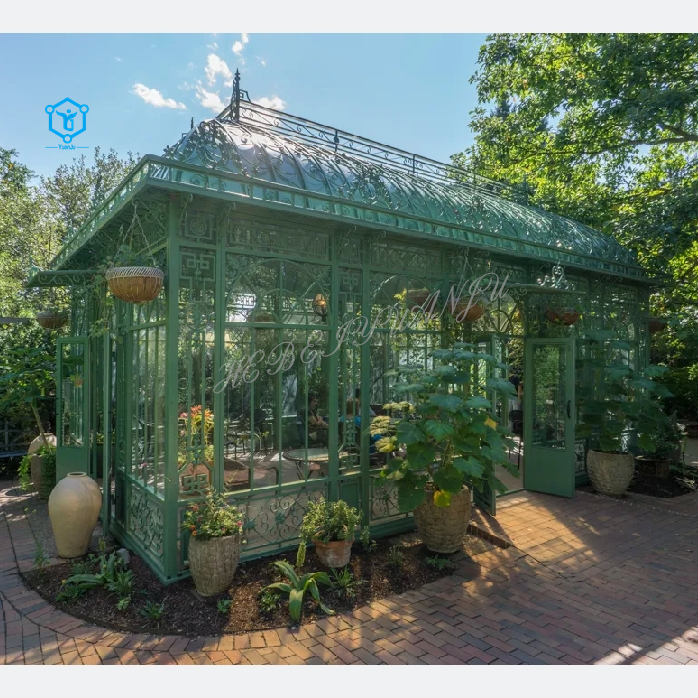 YUANJU Garden Steel Victorian Prefabricated Conservatory Glass Gazebo