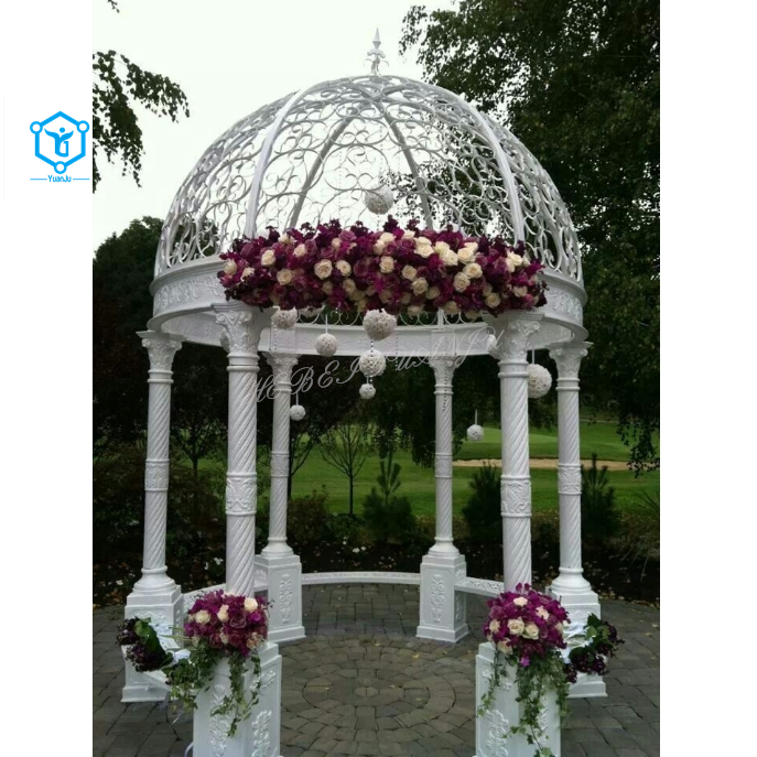 YUANJU Outdoor Large Classic Wedding Black Cast Iron Gazebo for Decoration