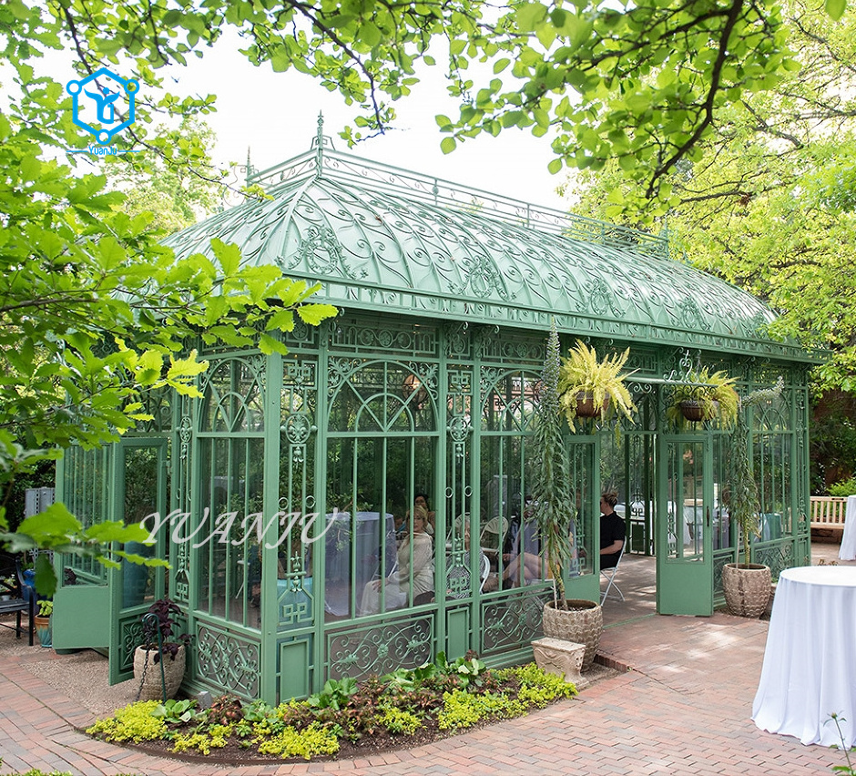 YUANJU Outdoor structures garden used pavilion greenhouse cast wrought iron gazebos