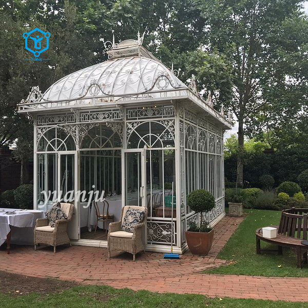 YUANJU Outdoor structures garden used pavilion greenhouse cast wrought iron gazebos