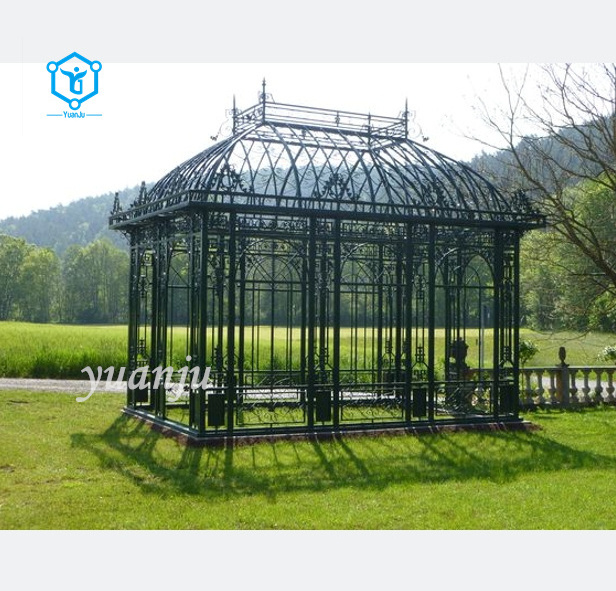 YUANJU Outdoor structures garden used pavilion greenhouse cast wrought iron gazebos