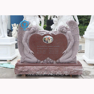 Granite weeping double angel headstones red granite angel statue love tombstone headstone