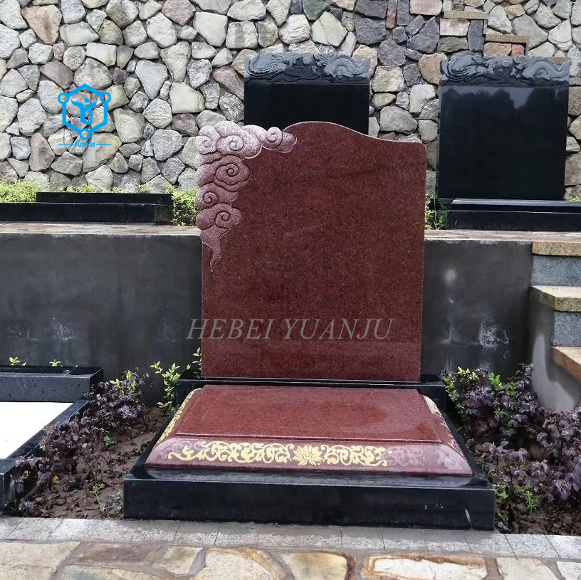 Granite Headstones Outdoor Modern Red Granite Marble Wings Angel Statue Headstones Memorial Sculpture