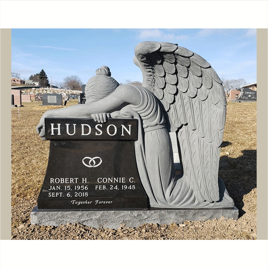 Granite weeping double angel headstones red granite angel statue love tombstone headstone