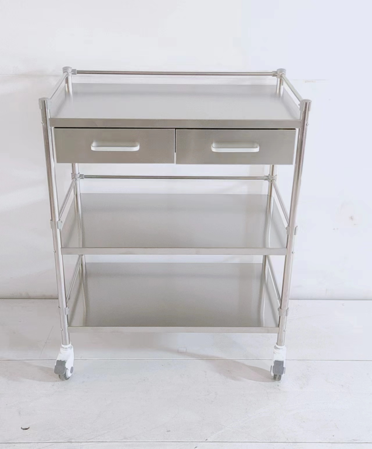 Cheap Hospital Stainless Steel Medical Instrument Trolley Clinical Nursing Stainless Steel Trolley With Drawer