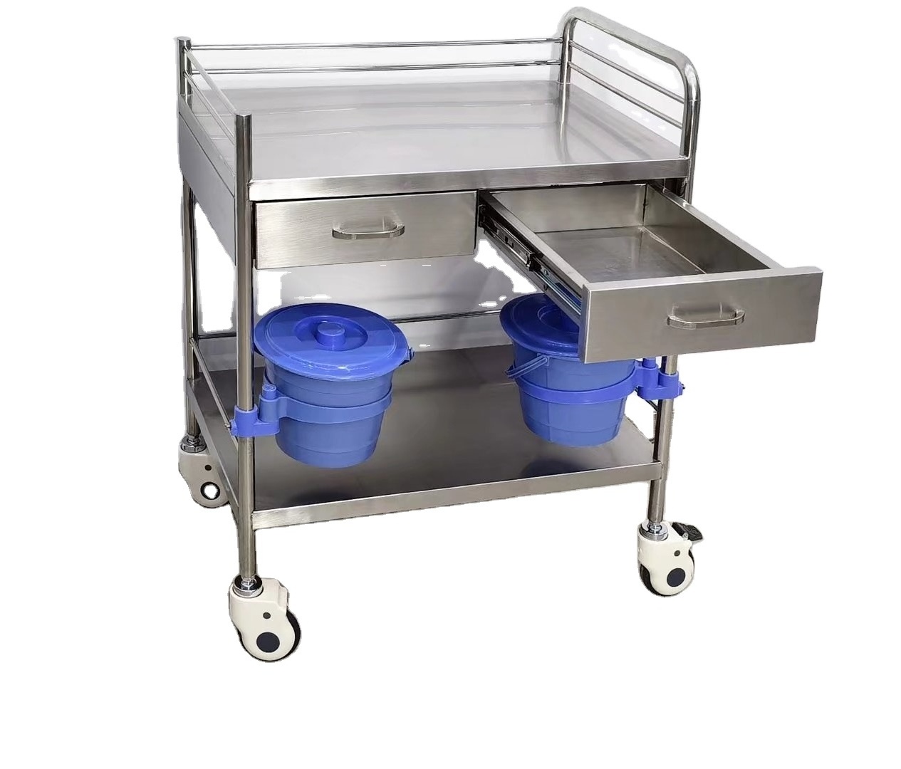 Cheap Hospital Stainless Steel Medical Instrument Trolley Clinical Nursing Stainless Steel Trolley With Drawer