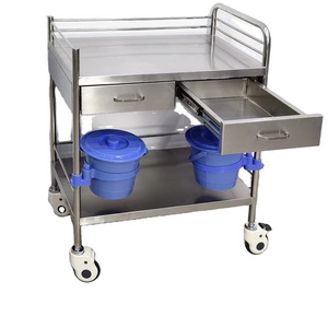 Cheap Hospital Stainless Steel Medical Instrument Trolley Clinical Nursing Stainless Steel Trolley With Drawer