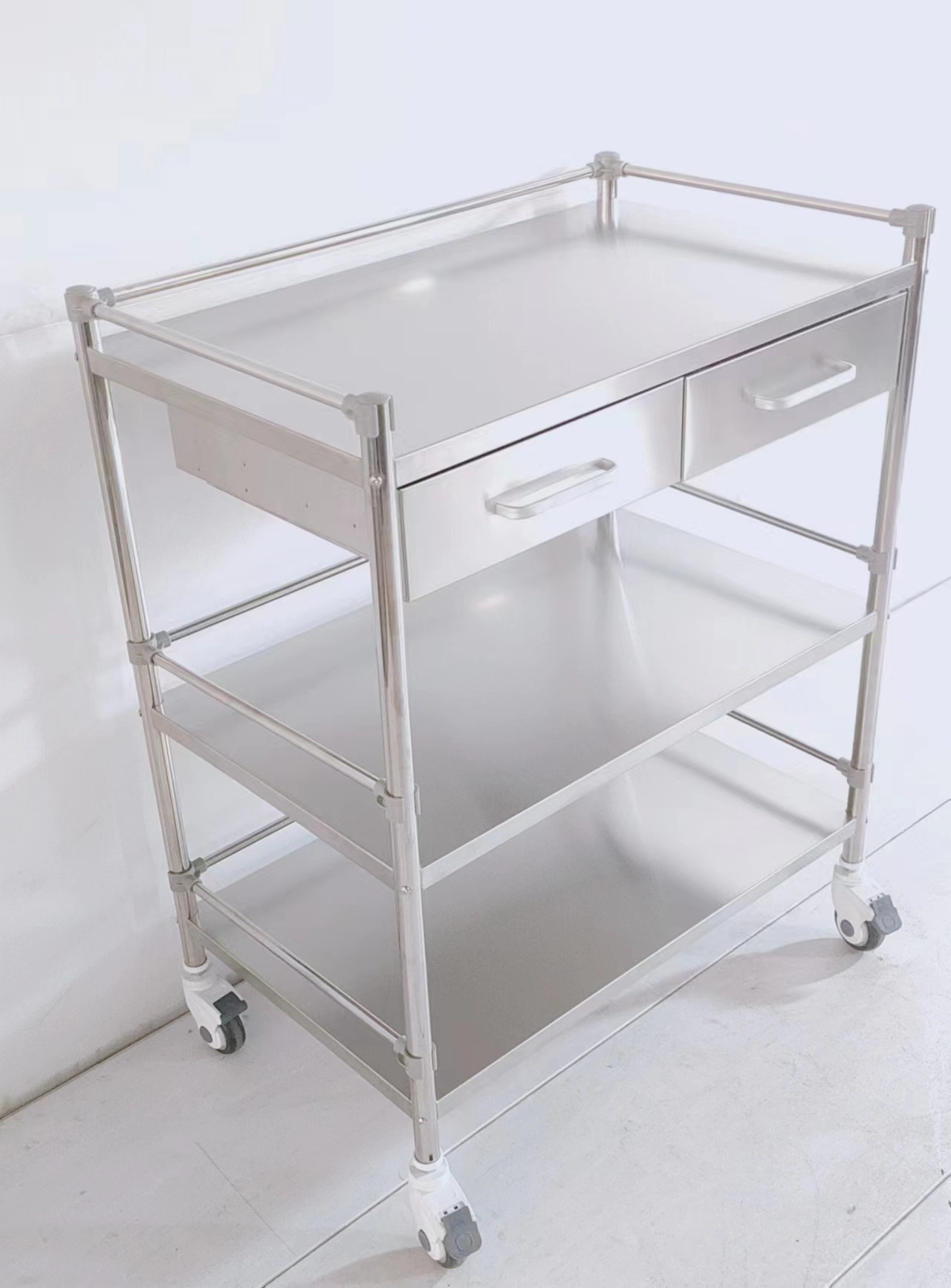 Cheap Hospital Stainless Steel Medical Instrument Trolley Clinical Nursing Stainless Steel Trolley With Drawer