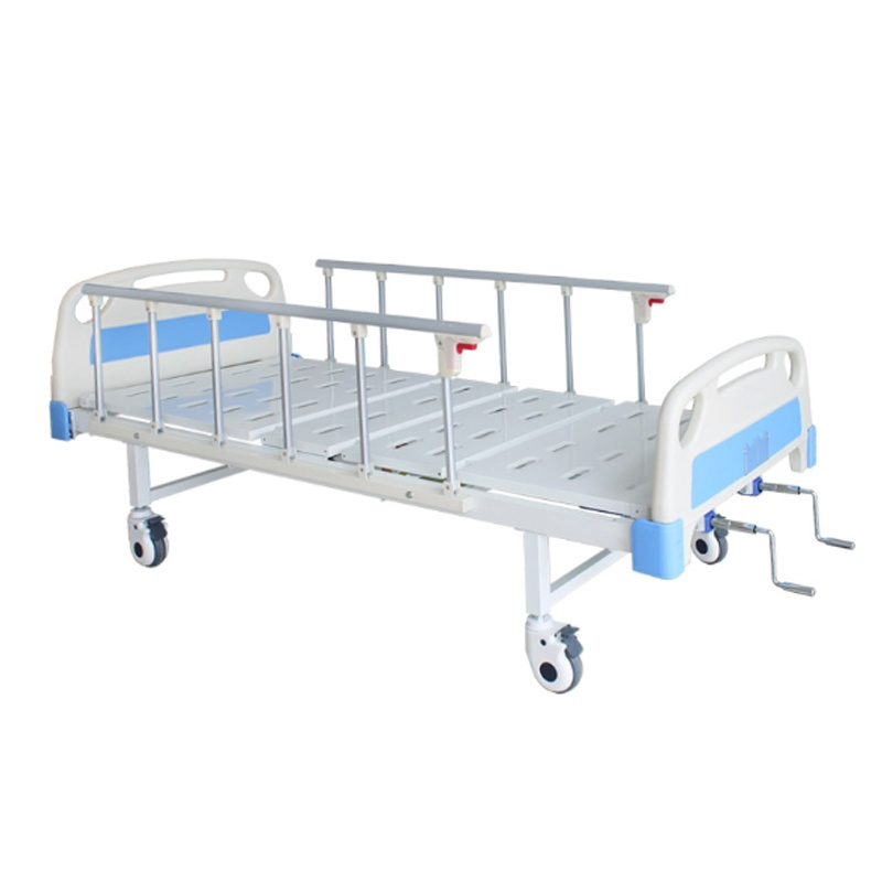 2 Cranks 2 Function Manual Hospital Medical Nursing Bed with Foldable Side Rails Function Adjustable Medical Manual Hospital Bed