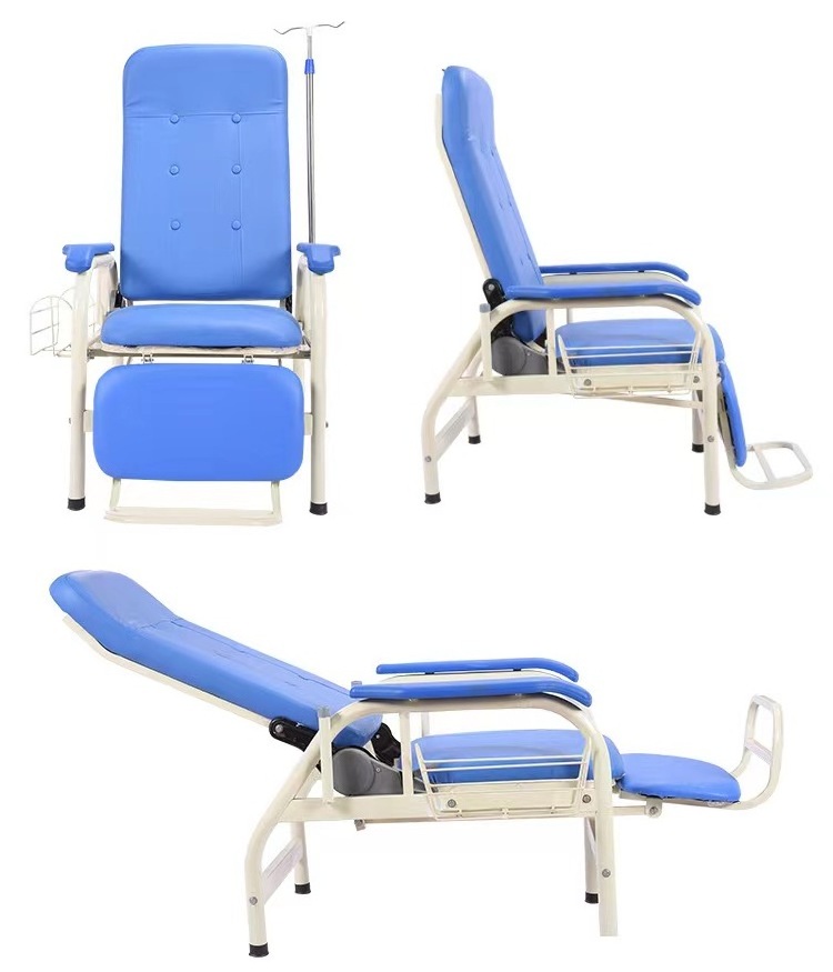 Manufacturer Sale Cheap Medical Manual Chair Foldable Manual Elderly Reclining Waiting Chair Patient Transfusion Infusion Chair