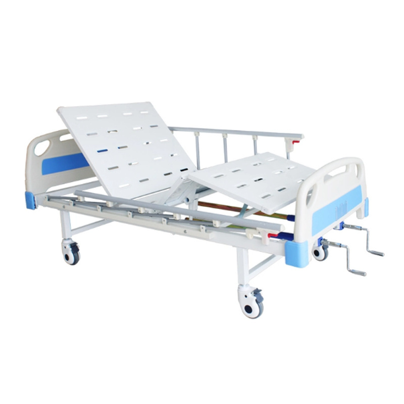 2 Cranks 2 Function Manual Hospital Medical Nursing Bed with Foldable Side Rails Function Adjustable Medical Manual Hospital Bed