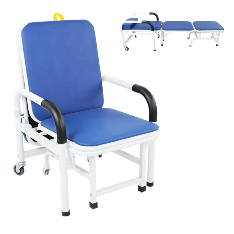 Cheap Price Medical Device Hospital Ward Bedside Luxurious Attendant Bed Medical Escort Folding Chair for Sale