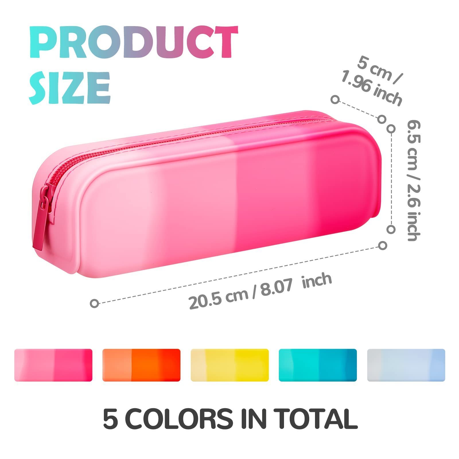 Silicone Pencil Case Pouch Bag Gradient Color Waterproof Pencil Pouch Bag multifunctional Pencil Bag Stylish Pen Cases for Adult