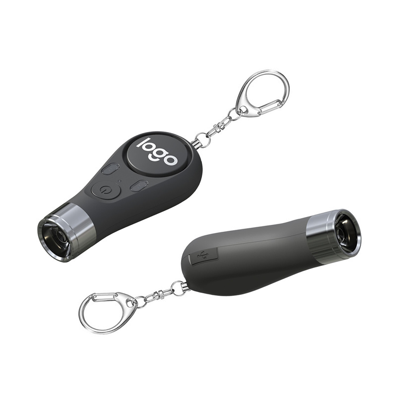 Factory Supply Camping 140DB LED Pocket Emergency Alarm Keychain USB Powered Rechargeable Mini Torch Flashlight Keychain