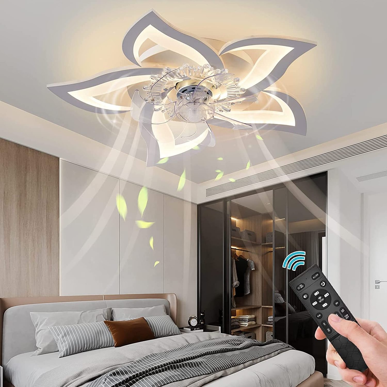 Acrylic flower shape indoor lighting led living room bedroom ceiling light LED ceiling fan lights