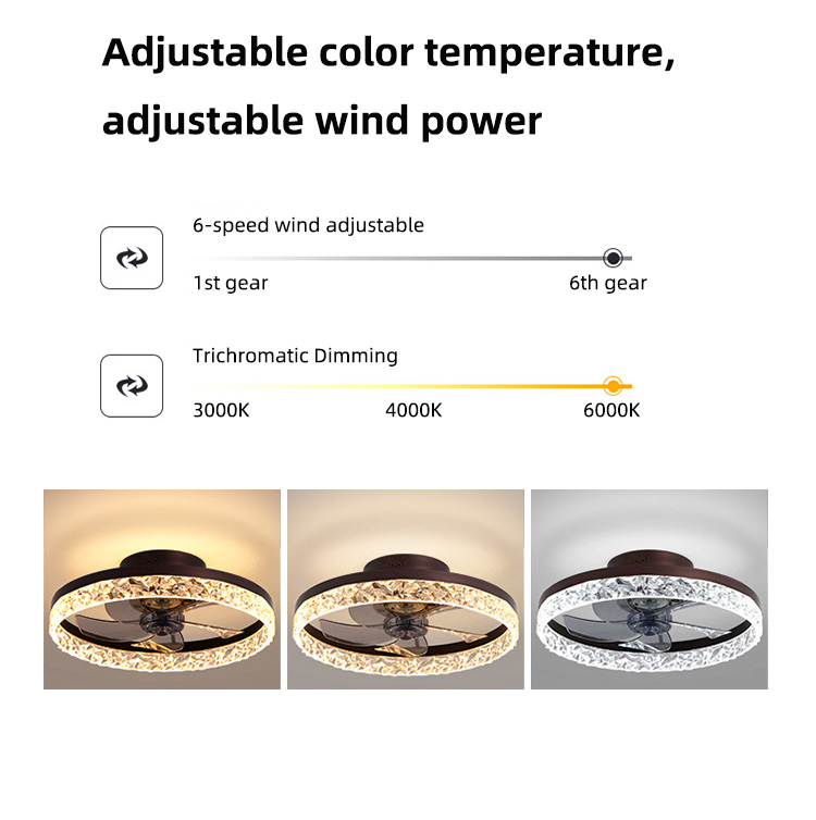 Hot Sale Modern remote control three tone light fan acrylic pendant chandelier living room ceiling fan lamp