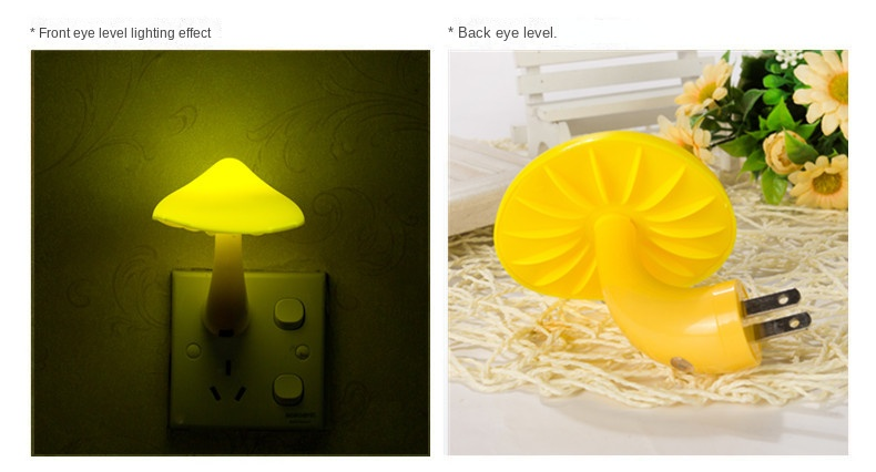 New Cute Mushroom Shape Bedroom Lamp Plug In Wall Lamp Automatic Sensor LED Night Light For Children Baby Christmas Gifts