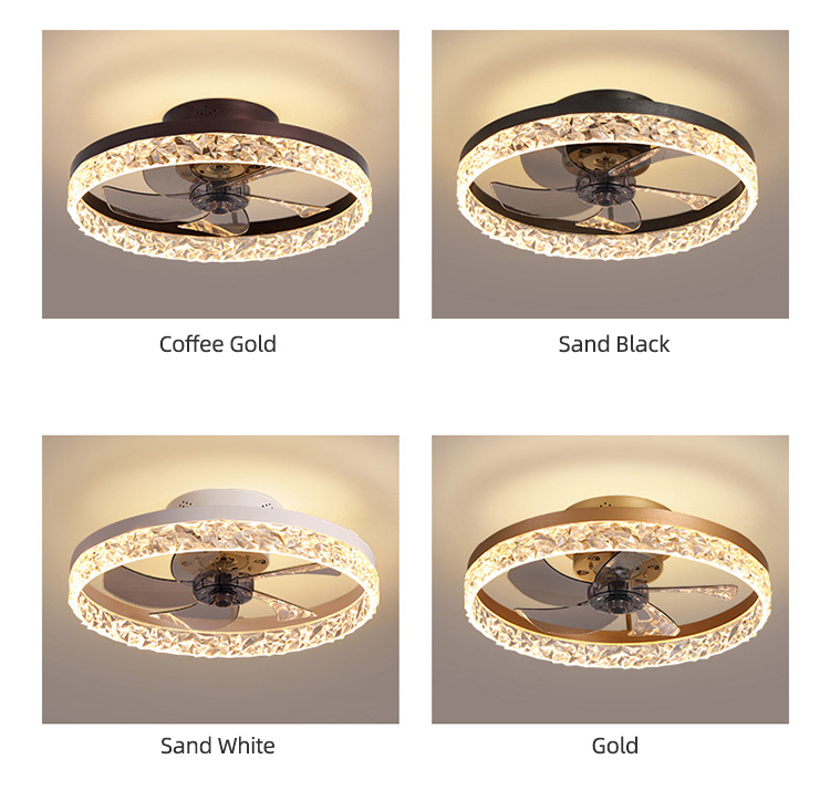 Hot Sale Modern remote control three tone light fan acrylic pendant chandelier living room ceiling fan lamp