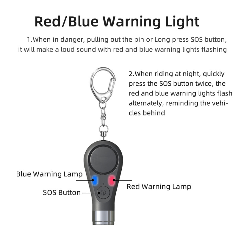 Factory Supply Camping 140DB LED Pocket Emergency Alarm Keychain USB Powered Rechargeable Mini Torch Flashlight Keychain