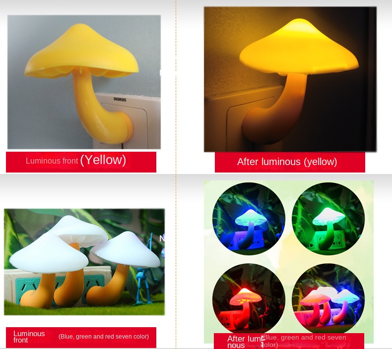 2022 Popular Small Color Changed Wall Lamp Automatic Sensor Mushroom Night Light For Children