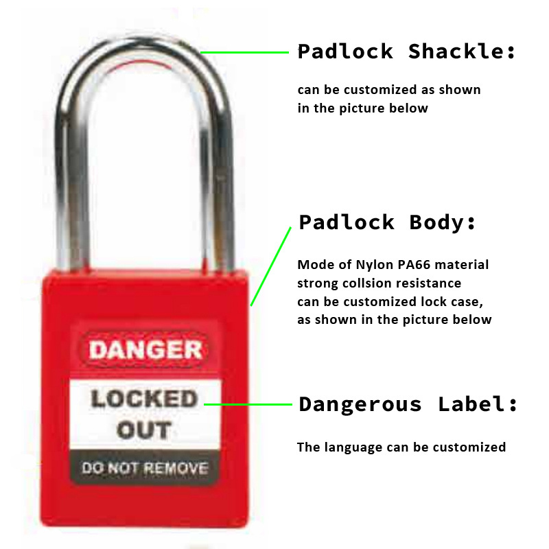 YUANKY safety padlock keyed differ alike 25mm 38mm 76mm Steel Nylon 304 stainless steel safety padlock