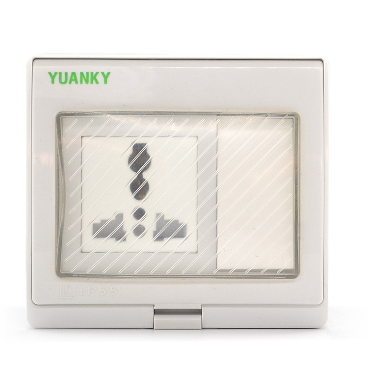 YUANKY Socket Waterproof with 2 gang 3 pin wall switch socket waterproof outlet cover