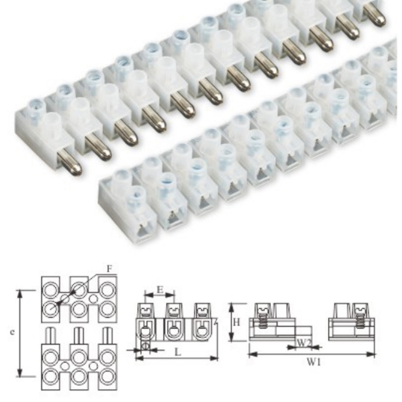 YUANKY plastic push in type terminal 2poles 3pole 380V 600V fixed type terminal blocks