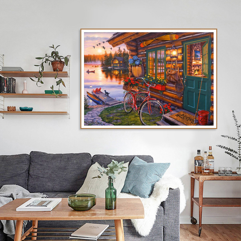 Summer landscape Cross stitch Embroidery Kits Modern Home decoration Wall Art for custom house cross stitch kit embroidery