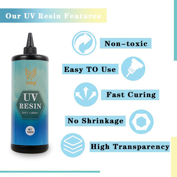 Wholesale UV Resin soft glue 1000g UV Curable Curing Resin Quick drying Non toxic for Handicraft Gift Jewelry Making Resin Kit