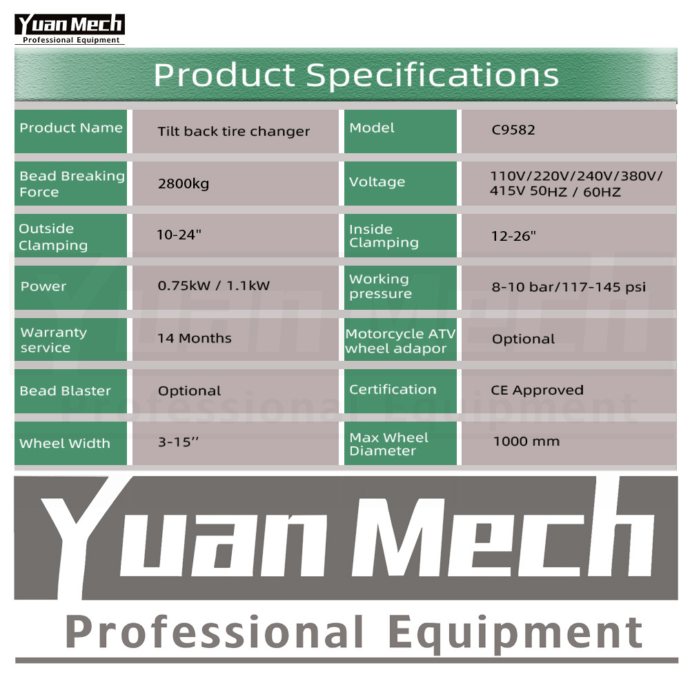 Hot Sale YuanMech C9582IT Hydraulic Tyre Changer Italy Bead Breaker Taiwan