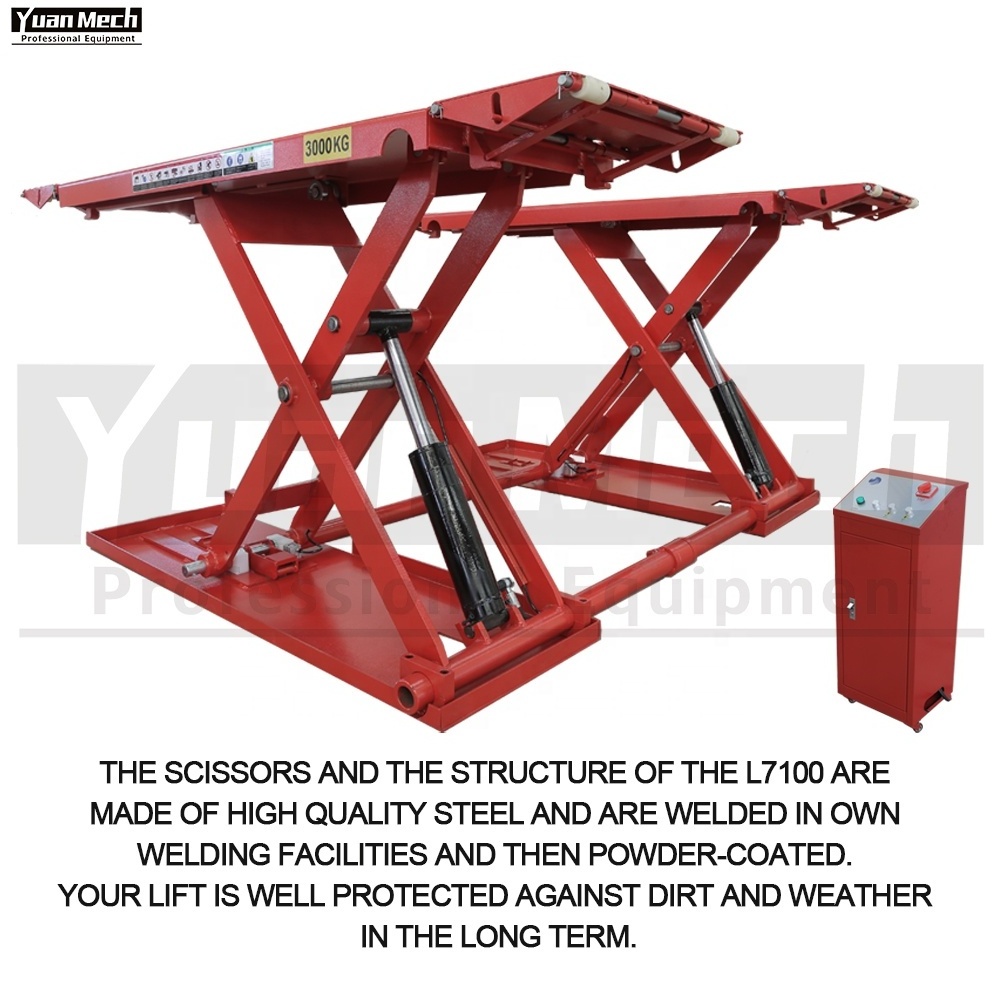 YuanMech L7100 EU Specification Portable Automotive Hydraulic 3 ton Portable Movable Low Profile Midrise Scissor Car Lift