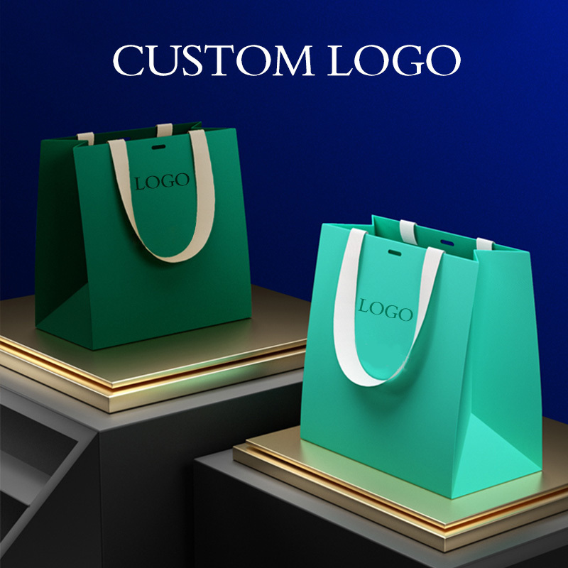 Custom Printing Logo Pattern Luxury clothing white shopping gift brown kraft packaging jeweller paper bag