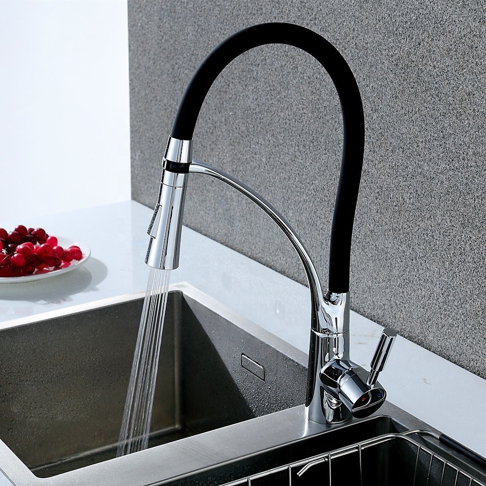  Contemporary Commercial Ceramic Pull Out Flexible Water Mixer 3 Way Pre Rinse Sink Taps Pull Out Kitchen Faucet  