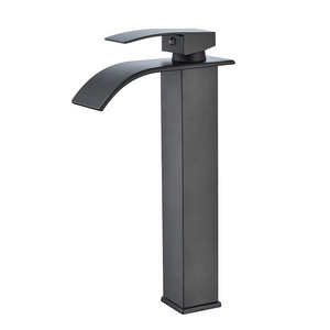 Luxury home fashion style high quality  basin faucets black gold color waterfall bathroom faucet