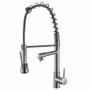 Torneiras De Mola Cozinha 2 Way Spring Pull Down Brushed Nickel Faucet Kitchen Pull Out Spring Brass