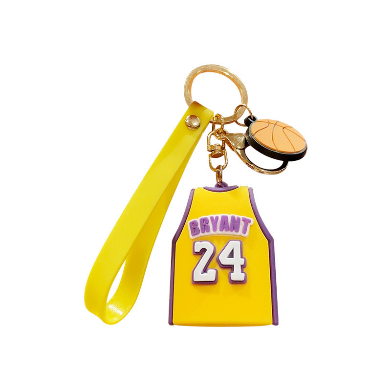 Wholesale Jersey 24 Keychain PVC Soft Rubber pendant 3D Cartoon Kobe Basketball Star Number Jersey  Key chain