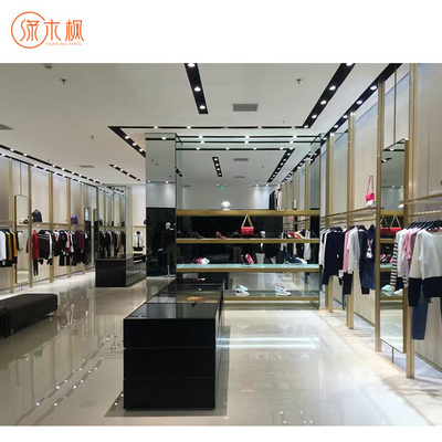 Customize Store Clothing Boutique Store Display Interior Design Round Square Corner Clothing Display Rack