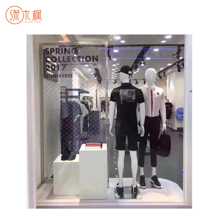 High-end Design Clothing Shop Retail Luxuriant Window Stainless Steel Fashion Gold Clothing Racks For Boutique