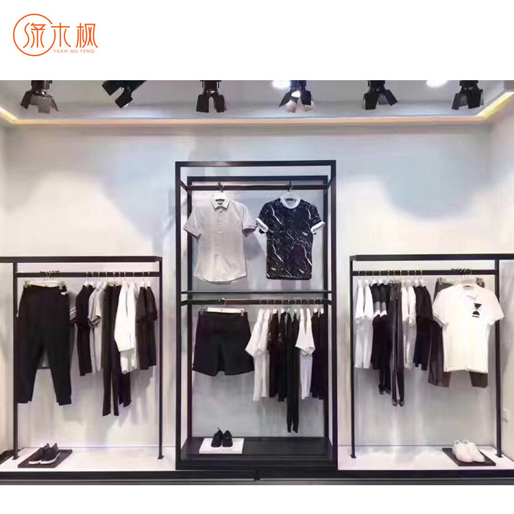 High-end Design Clothing Shop Retail Luxuriant Window Stainless Steel Fashion Gold Clothing Racks For Boutique